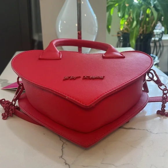 Betsey Johnson Heart Crossbody Red Purse w/ Rhinestones COLOVY-R NWT - Picture 8 of 17